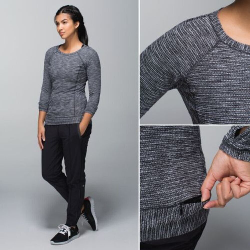 Lululemon Coco Pique Black Race Your Pace Long Sleeve Top Size 2 36162